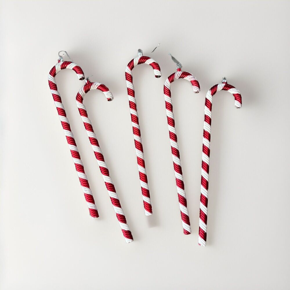 Large Candy Cane Ornaments Set Red White Striped Christmas 17” Twisted